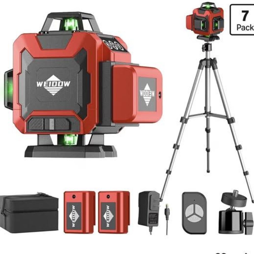 360Β° Green Cross Line Laser Level β 4 Plane β Tripod & Remote